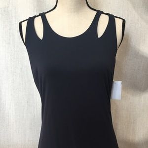 Noir sheath dress zipper cutout navy S EUC